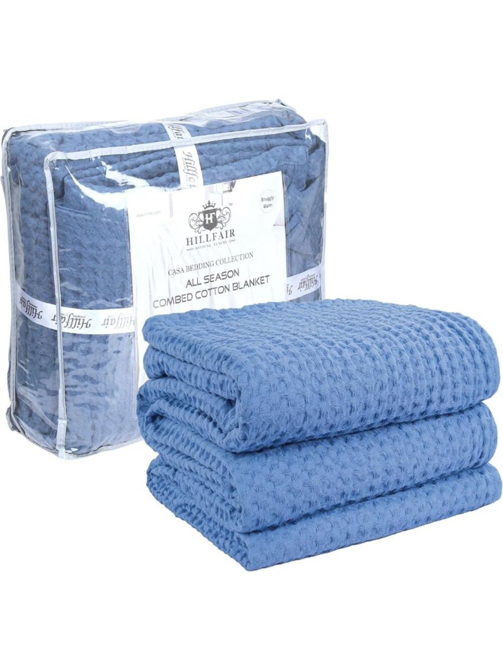XXL Oversized 100% Cotton Blanket - Soft Breathable Waffle Design, All Season